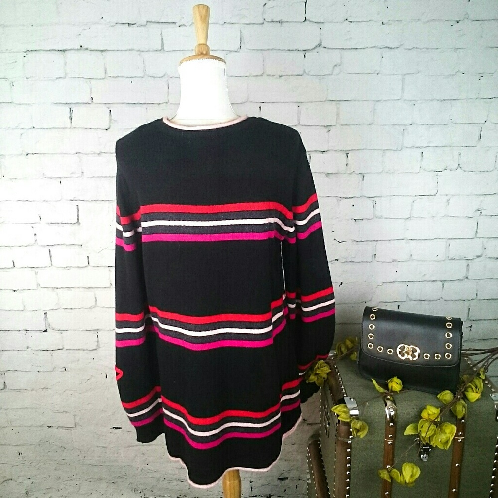 NWT Democracy striped sweater w/ flower detail - Picture 4 of 7